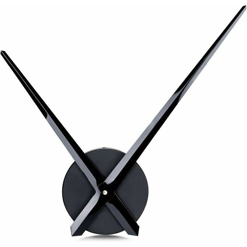 Large Black Wall Clock with Single Hand without Numbers, Clock Mechanism with High Longitudinal Shaft and 31.5 cm Long Hands-