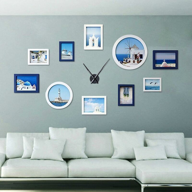 Large Black Wall Clock with Single Hand without Numbers, Clock Mechanism with High Longitudinal Shaft and 31.5 cm Long Hands-