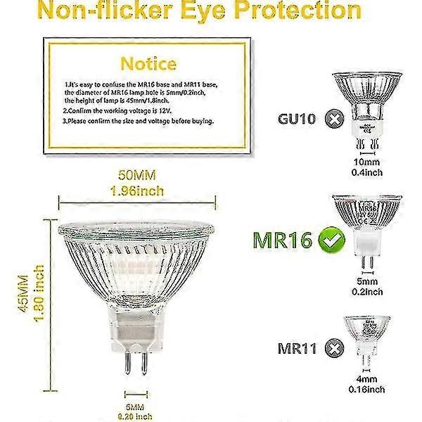 MR16 spotlight bulb 12V 20W GU5.3 dimmable 2-pin halogen bulb warm white light 2700K 12-pack