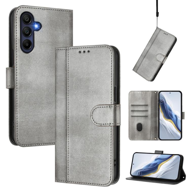 Samsung Galaxy A17 5G Case in Retro Leather with Line Stitching Grey_max Grey