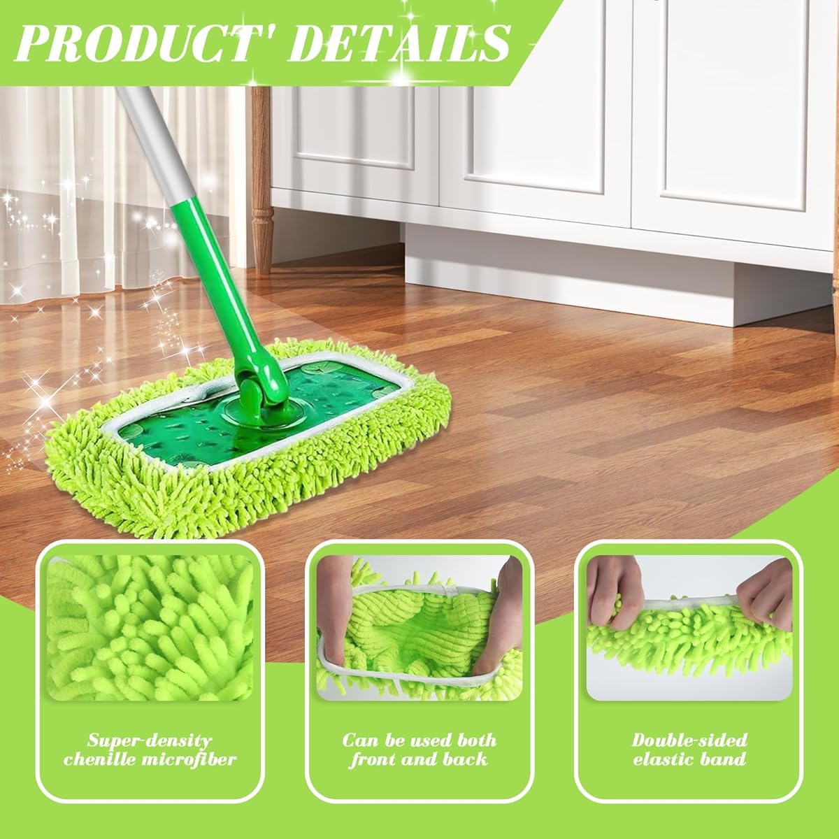 Pieces Microfiber Mop Cloths for Swiffer Sweeper Mop Refill Steam Mop, Wet Wipes Cover Reusable Washable Mop Pads for Tile Floors
