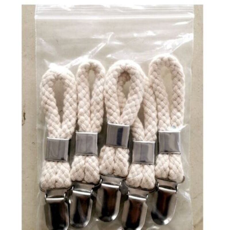 Towel Clamps 5-Pack Metal Towel Hooks for Kitchen Bathroom with Braided Cotton Holder Compatible with Dishcloths
