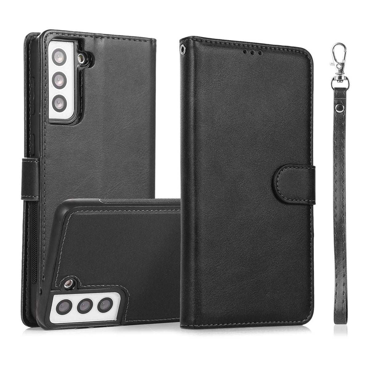 Samsung S22 Wallet Case Magnet Black Black