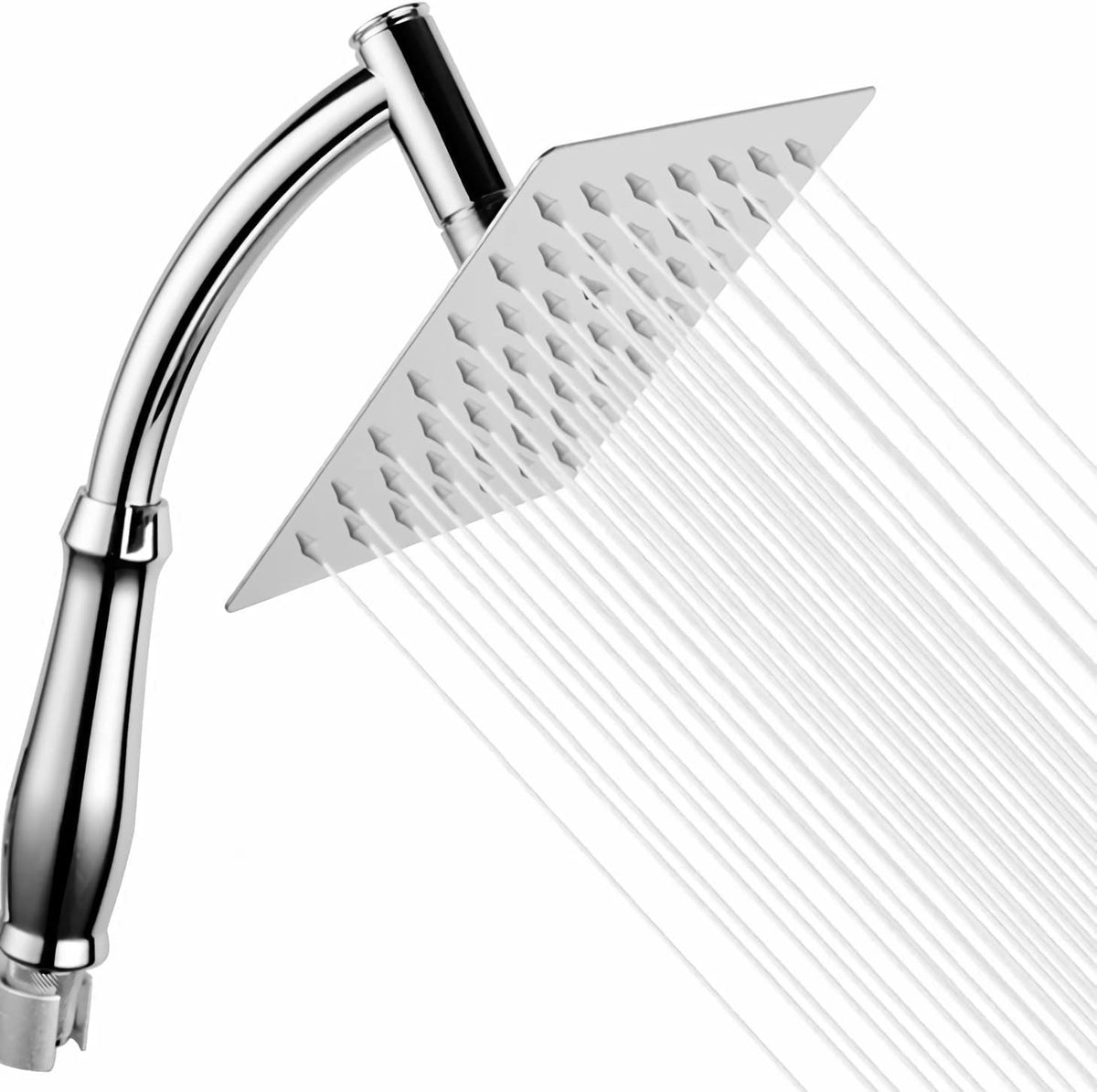 Powerful Rain Shower Head - High Pressure Rain Shower Heads - Large Square Shower Head with Chrome Finish - Universal Replacement Shower Accessories