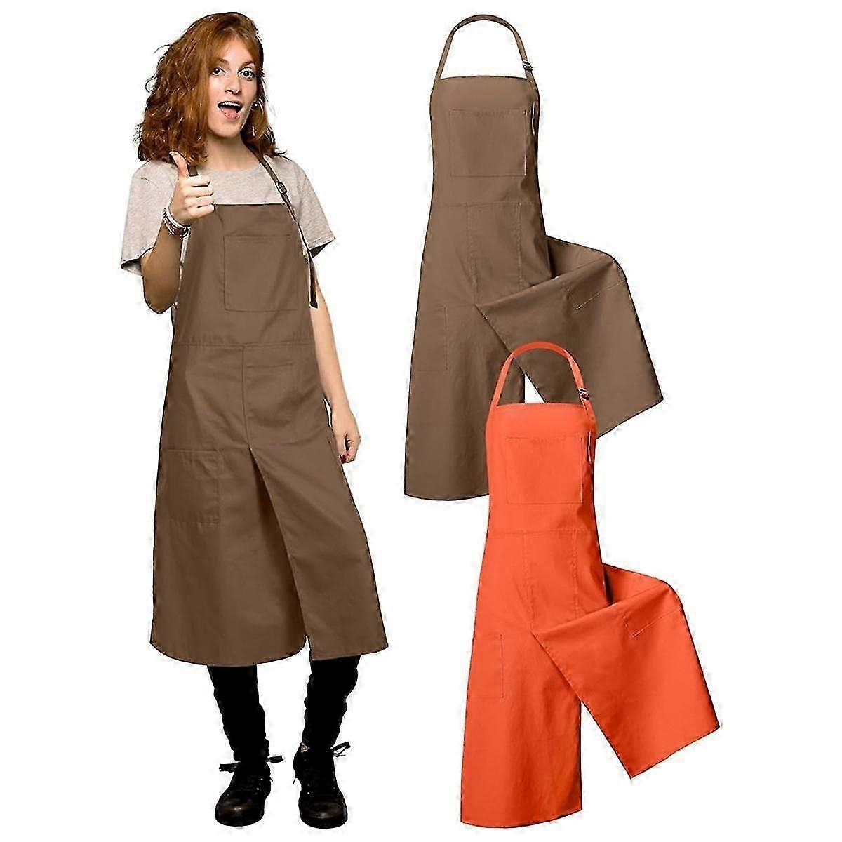 2pcs Ceramic Aprons with Split Legs Ceramic Aprons Split Legs Long Ceramic Aprons for Women Men DIY Cera (FMY)_qcx