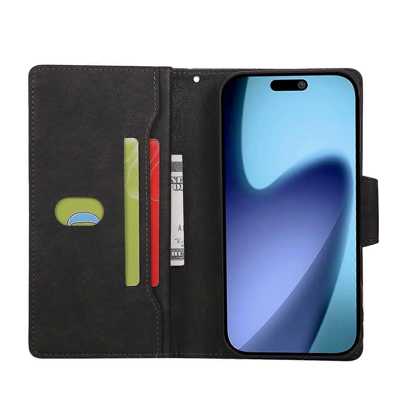 Compatible with iPhone 17 Pro Max Magnetic Leather Wallet Card Holder Black
