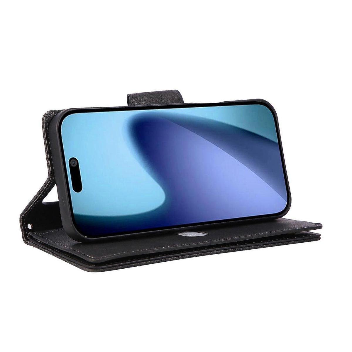 Compatible with iPhone 17 Pro Max Magnetic Leather Wallet Card Holder Black