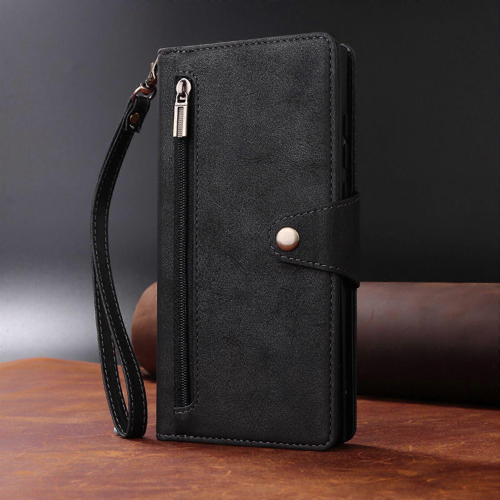 Compatible with iPhone 17 Pro Max Magnetic Leather Wallet Card Holder Black