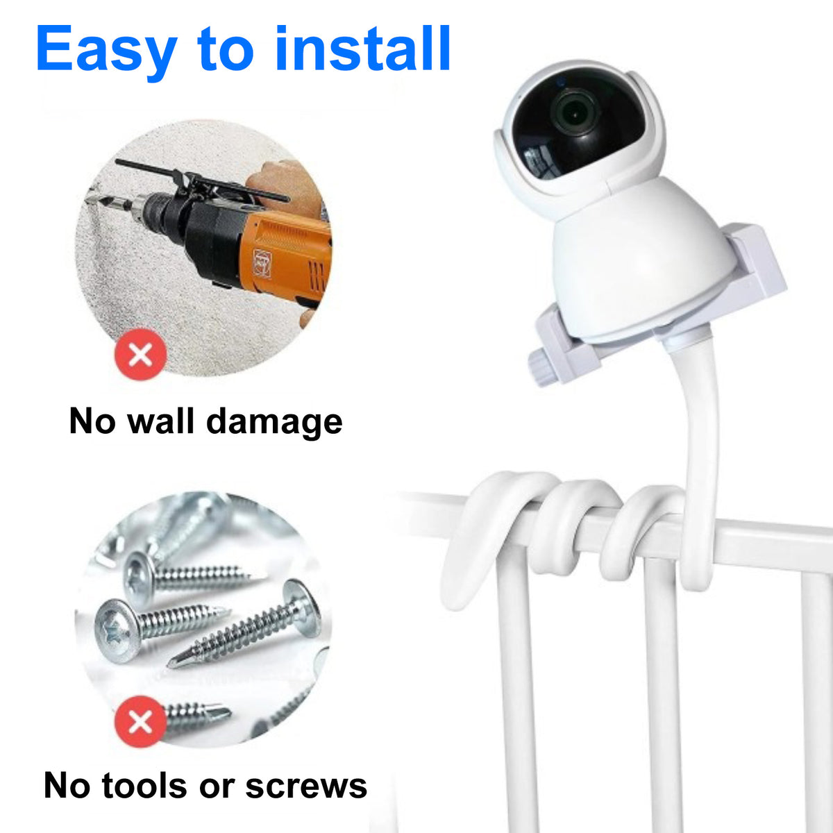 Universal Baby Monitor Holder Longer White Flexible Silicone Baby Camera Tripod