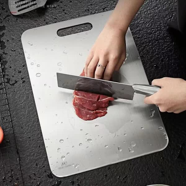 Titanium Cutting Board, Stainless Steel Cutting Board, Double Sided Titanium Compatible with Cutting Meat, Cutting Board Compatible with Fruit, 34x23cm-FD17--FA-