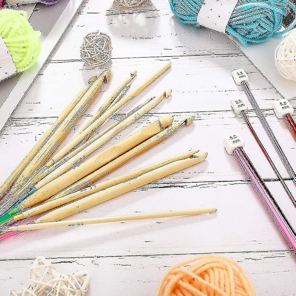 23-piece Tunisian crochet hook set with pearl, carbonized bamboo crochet hook [CO]