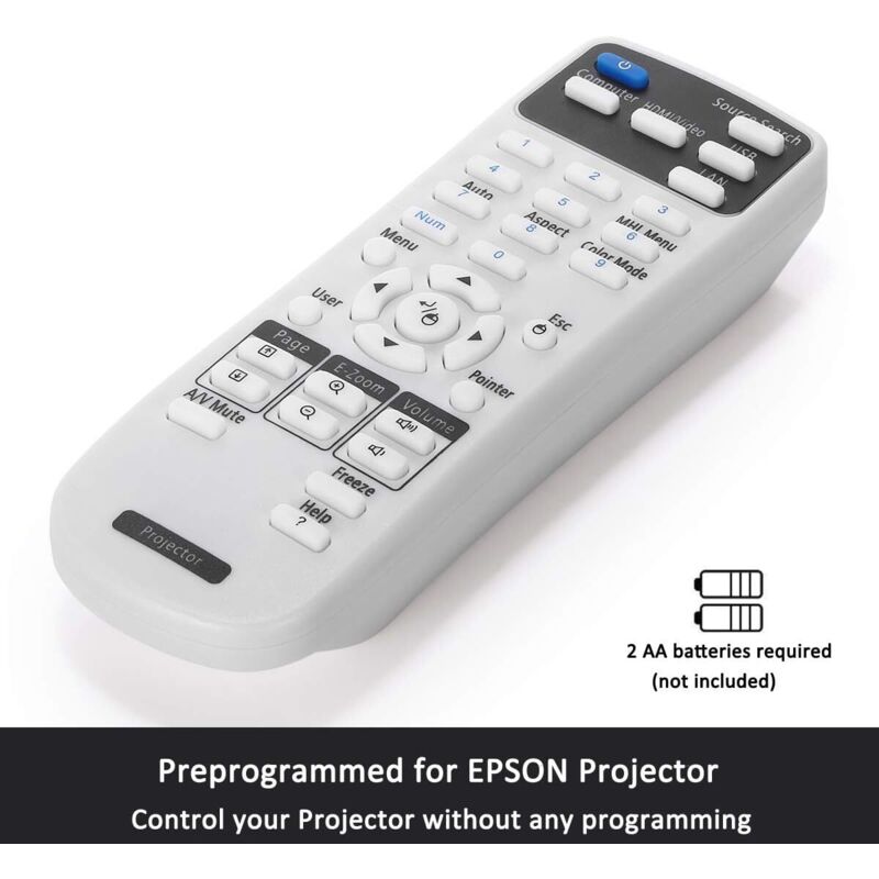 Epson Projector Remote Control Compatible with EB S02 S02H S11 S110 S11H S12 W01 W02 W12 X02 X11 X11H X12 X14 X15 420 425W 430 435W 470 475W 480 485