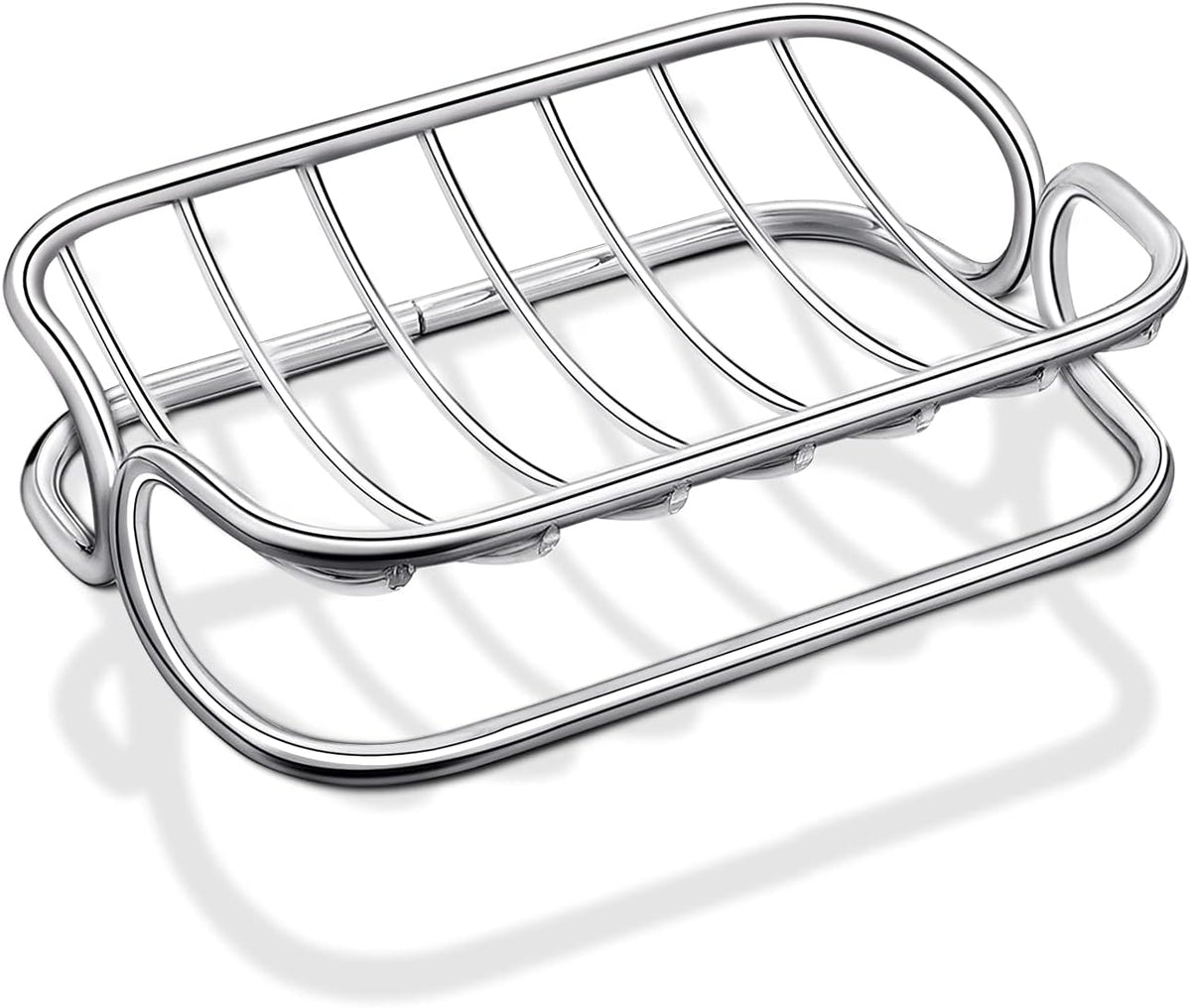 Silver Self-Draining Soap Dish for Bathroom &amp; Shower - 1 Piece