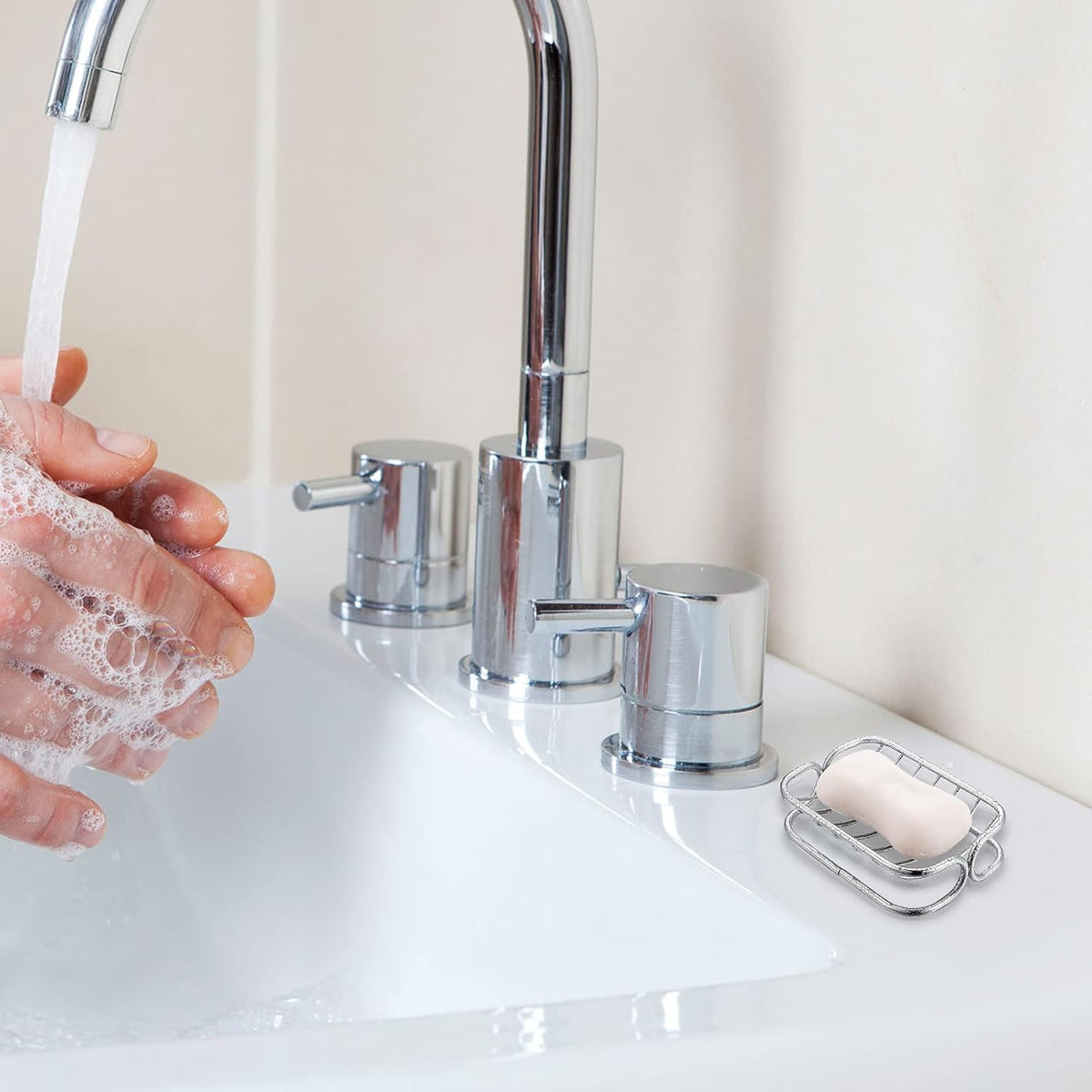 Silver Self-Draining Soap Dish for Bathroom & Shower - 1 Piece