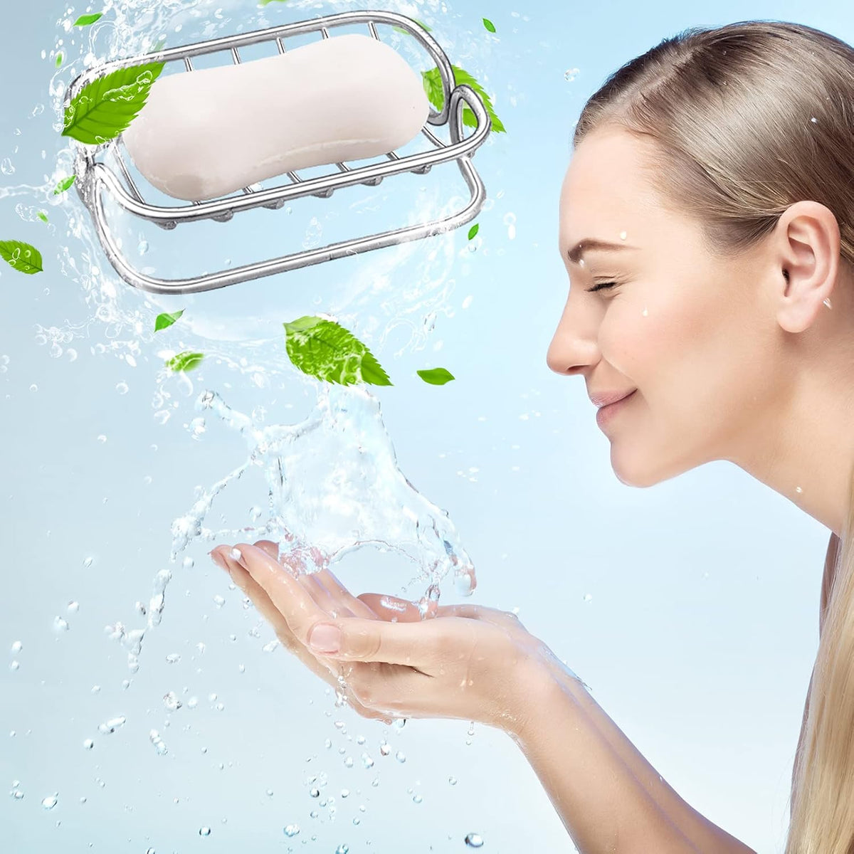 Silver Self-Draining Soap Dish for Bathroom & Shower - 1 Piece