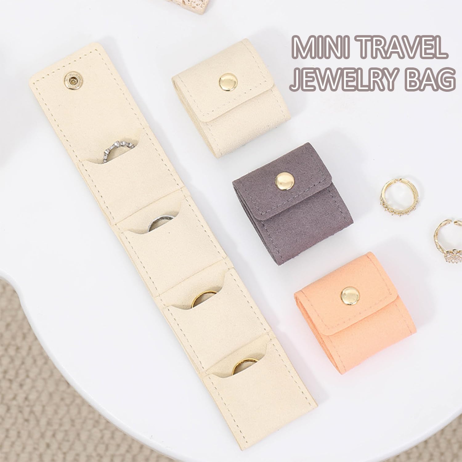 3-Piece Foldable Jewelry Organizer Case for Necklaces and Rings