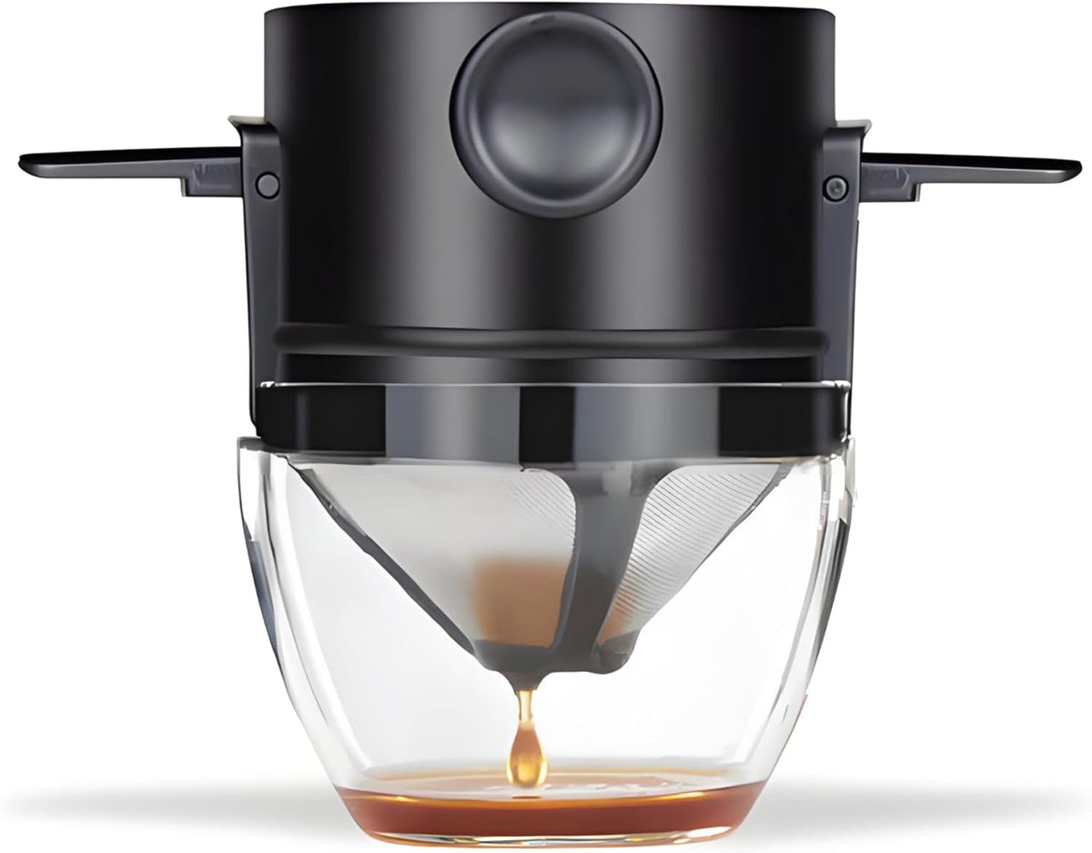 Reusable Stainless Steel Pour Over Coffee Dripper Filter Holder for Sustainable Slow Coffee at Home &amp; Travel Black