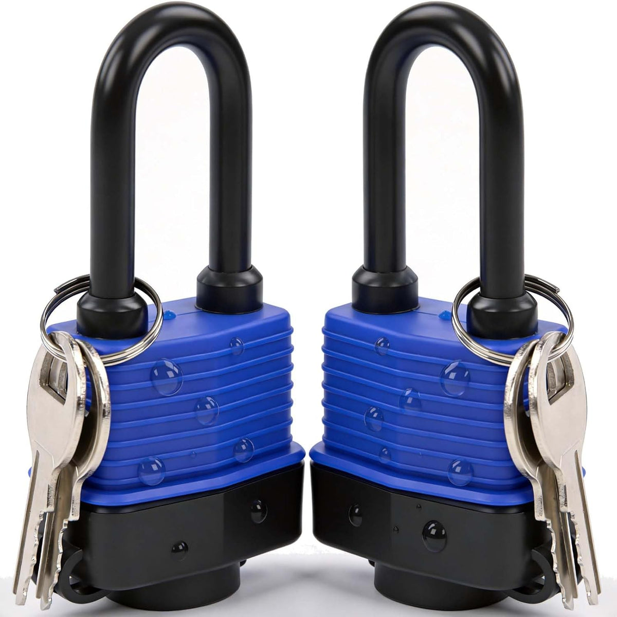 ® Heavy-Duty 44mm 1.75" Out-Door Padlock Keyed-Alike, Water-Resistant Cover, Steel Lock with Same-Key, Extra-Long-Shackle Anti-Rust, Brass Cylinder for Boat, Fishing, Marine, Fence
