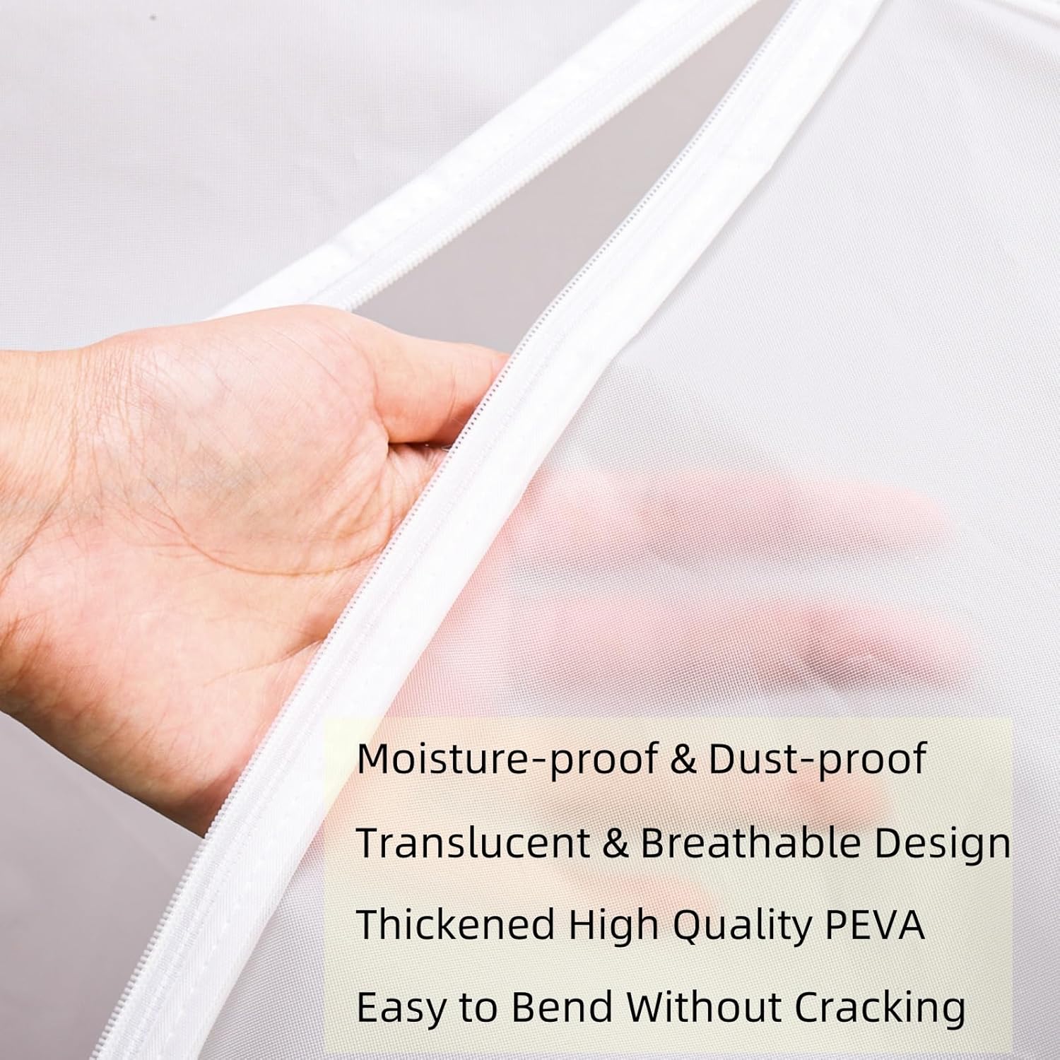 4 Pack Hanging Garment Bags, 43" 35" Long Large Closet Clothes Protector with Zipper, Plastic Jackets Storage Rack Cover for Shirt Suits Coat Dress, Bottom Enclosed (Rack not included)