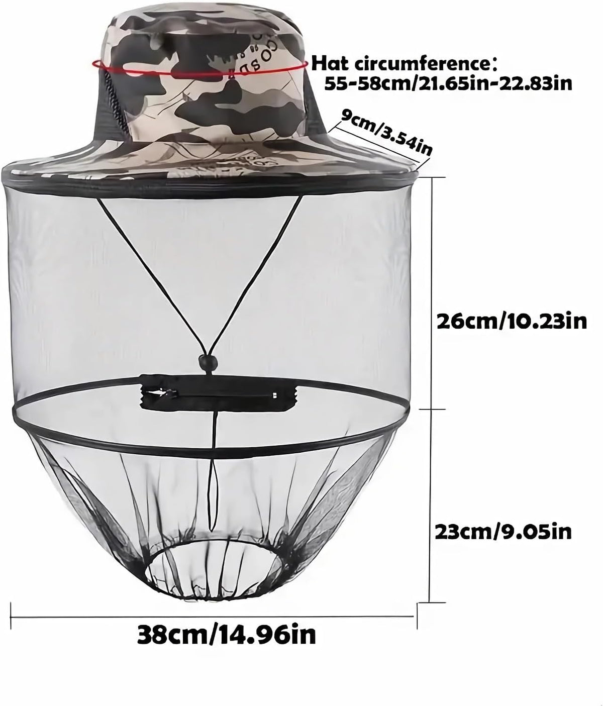 1Pack Anti-Mosquito Mesh Fishing Cap, Mosquito Head Net Hat with Removable Hidden Netting，for Outdoor Hiking Gardening Beekeeping