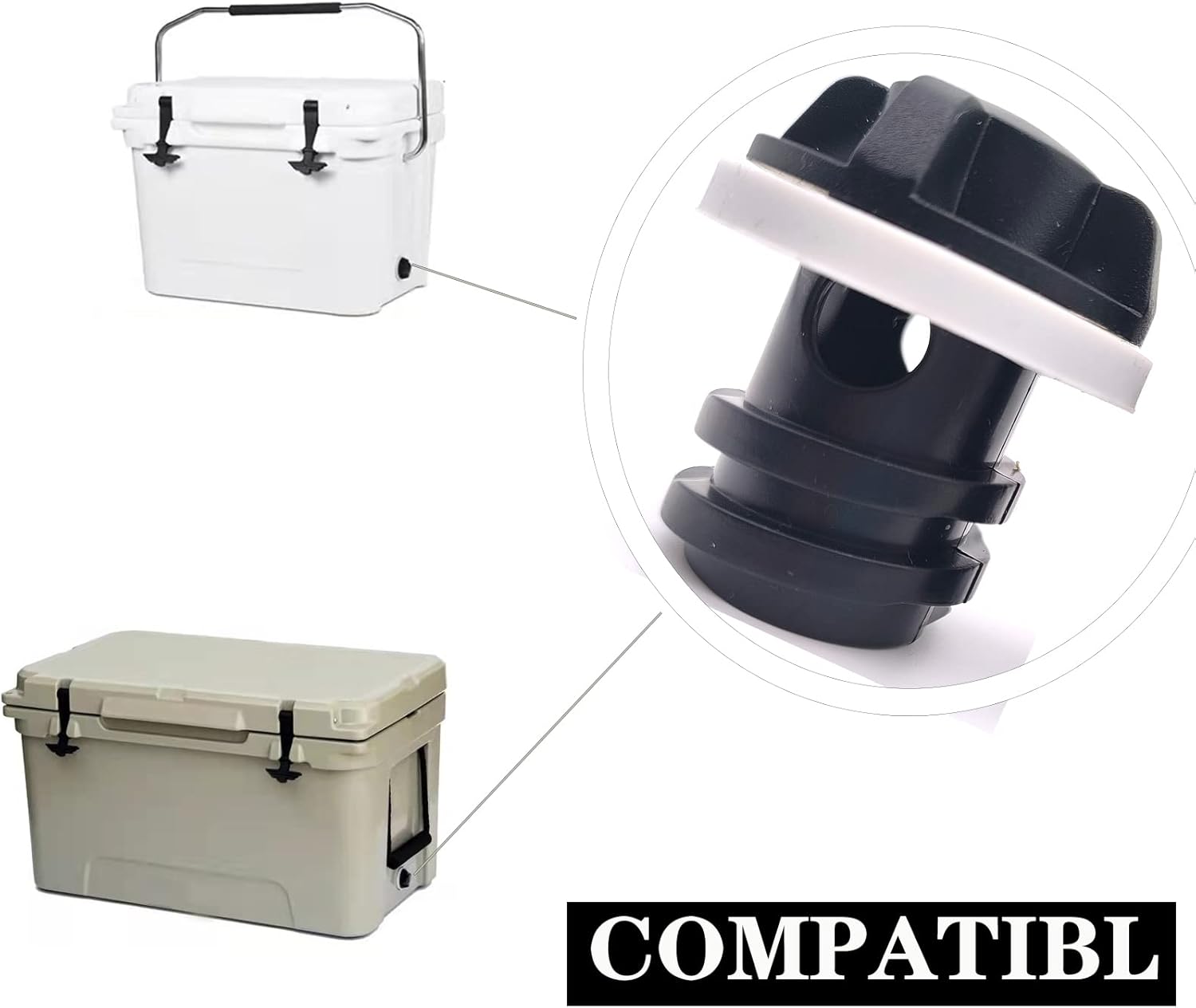 Cooler Drain Plugs Replacement Compatible with YETI Tundra Coolers & Roadie and RTIC Accessories,with Leak Proof Design Plug,2pack, black standard (BWXS-07)