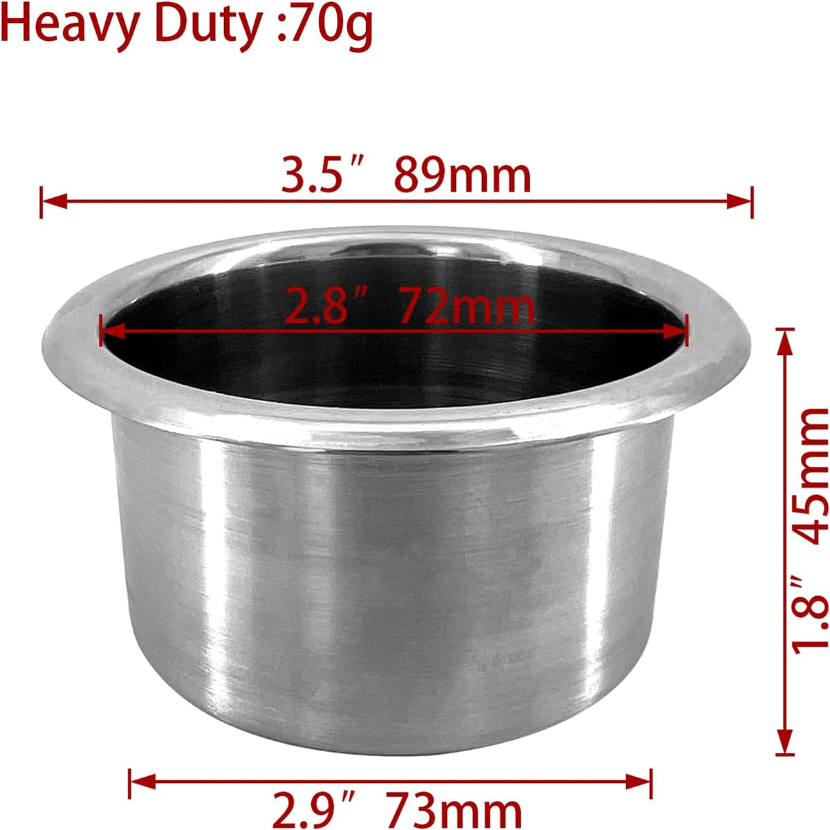 2Pcs 3" Stainless Steel Drop-in Anti-Spill Cup Holder with Non-Slip Washer,Heavy Duty Poker Table Inserts Fits Standard Soda Can for Desk, Boats, RV Cars & Trucks silver