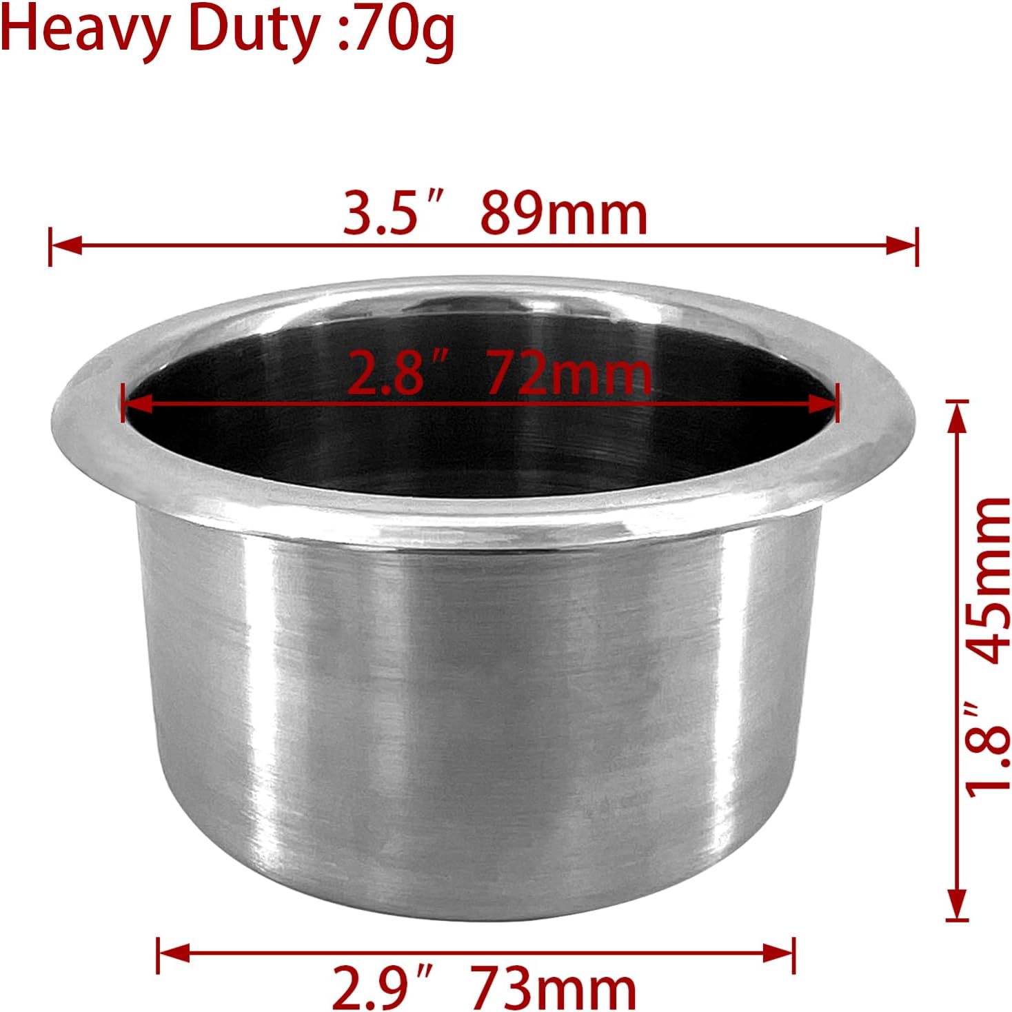 2Pcs 3" Stainless Steel Drop-in Anti-Spill Cup Holder with Non-Slip Washer,Heavy Duty Poker Table Inserts Fits Standard Soda Can for Desk, Boats, RV Cars & Trucks silver
