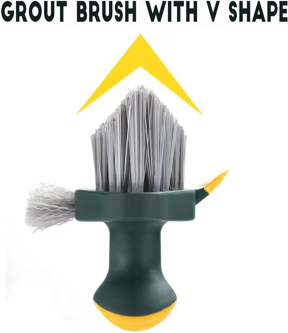4-in-1 Grout Brush with Squeegee,Durable Bristles,Heavy-Duty Scrub Brushes for Cleaning Stiff Bristles Bathroom & Kitchen,Tile Floors Wall/Corner/Window (Green) Green