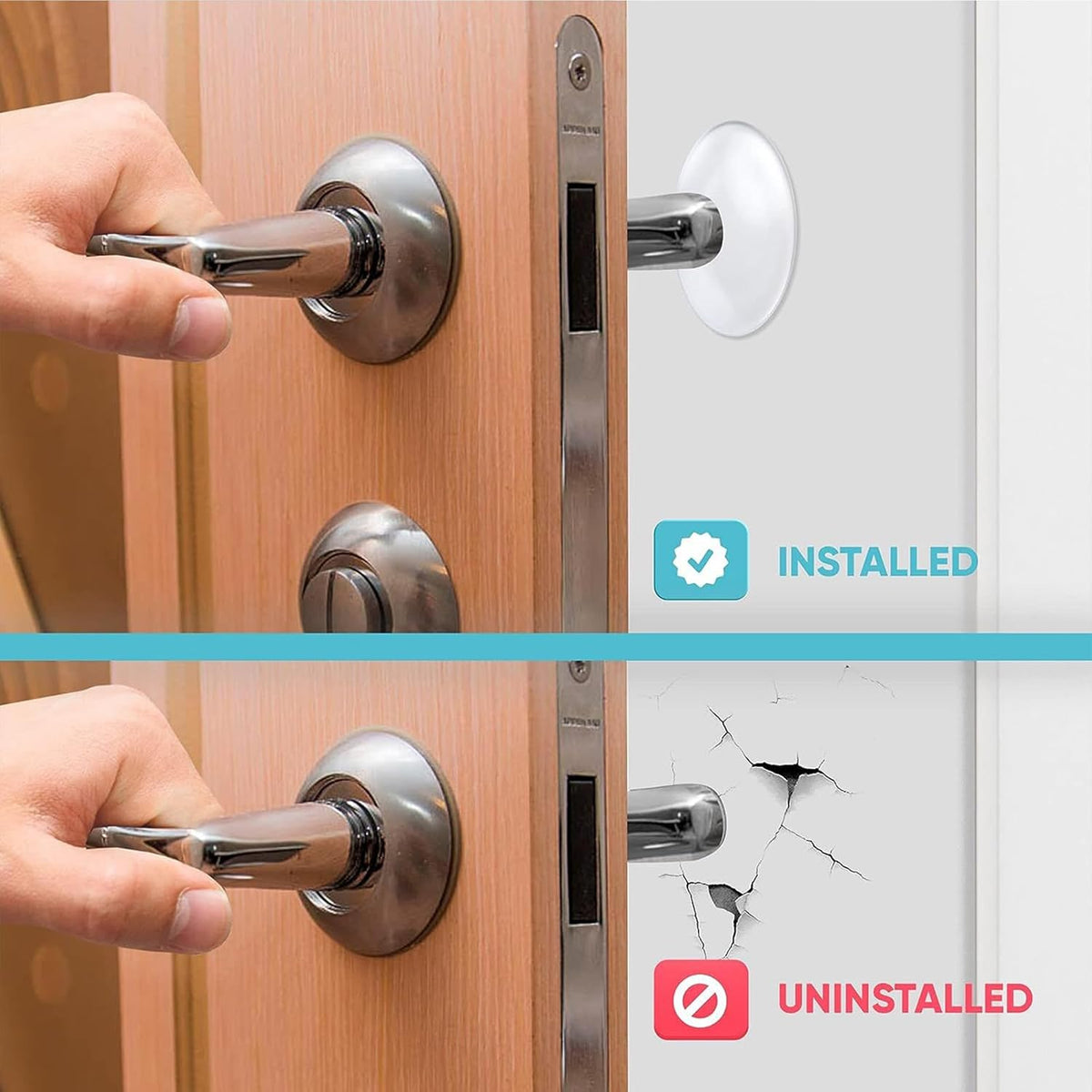 12Pcs Door Stoppers Wall Protector,Door Knob Shield,Reusable Bumper with Self Strong Adhesive,Rubber Bumpers,Home & Handle Stopper,Shock Absorben Gel