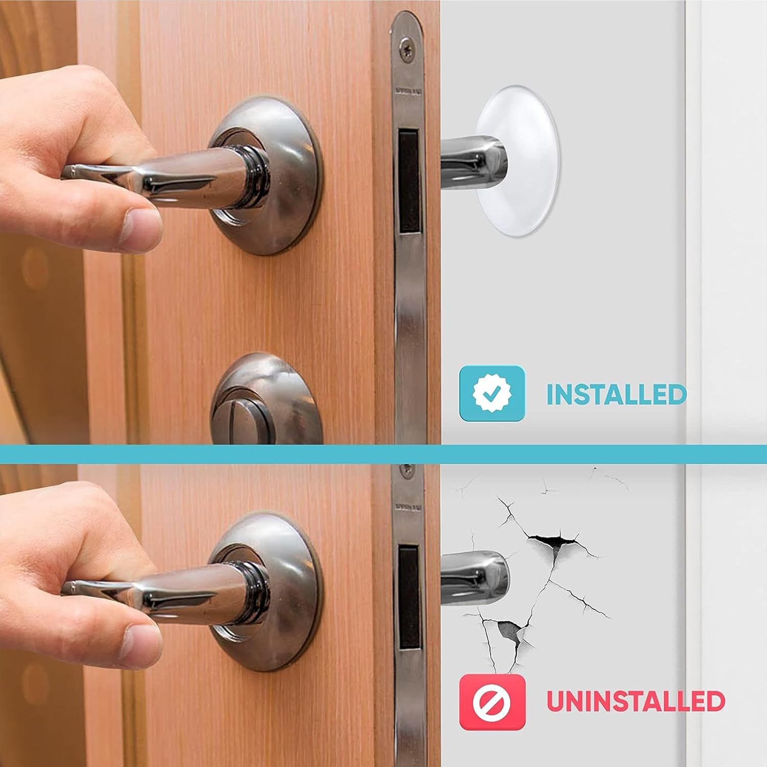 12Pcs Door Stoppers Wall Protector,Door Knob Shield,Reusable Bumper with Self Strong Adhesive,Rubber Bumpers,Home & Handle Stopper,Shock Absorben Gel