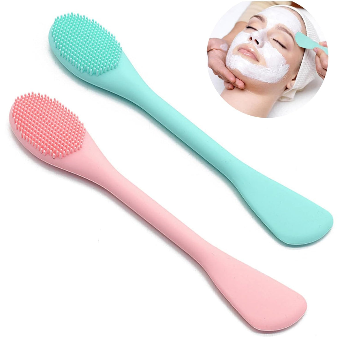 6Pcs Lip Scrub Brush & 2Pcs Silicone Face Mask Applicator Brush,Gentle Exfoliator Scrubber Tool