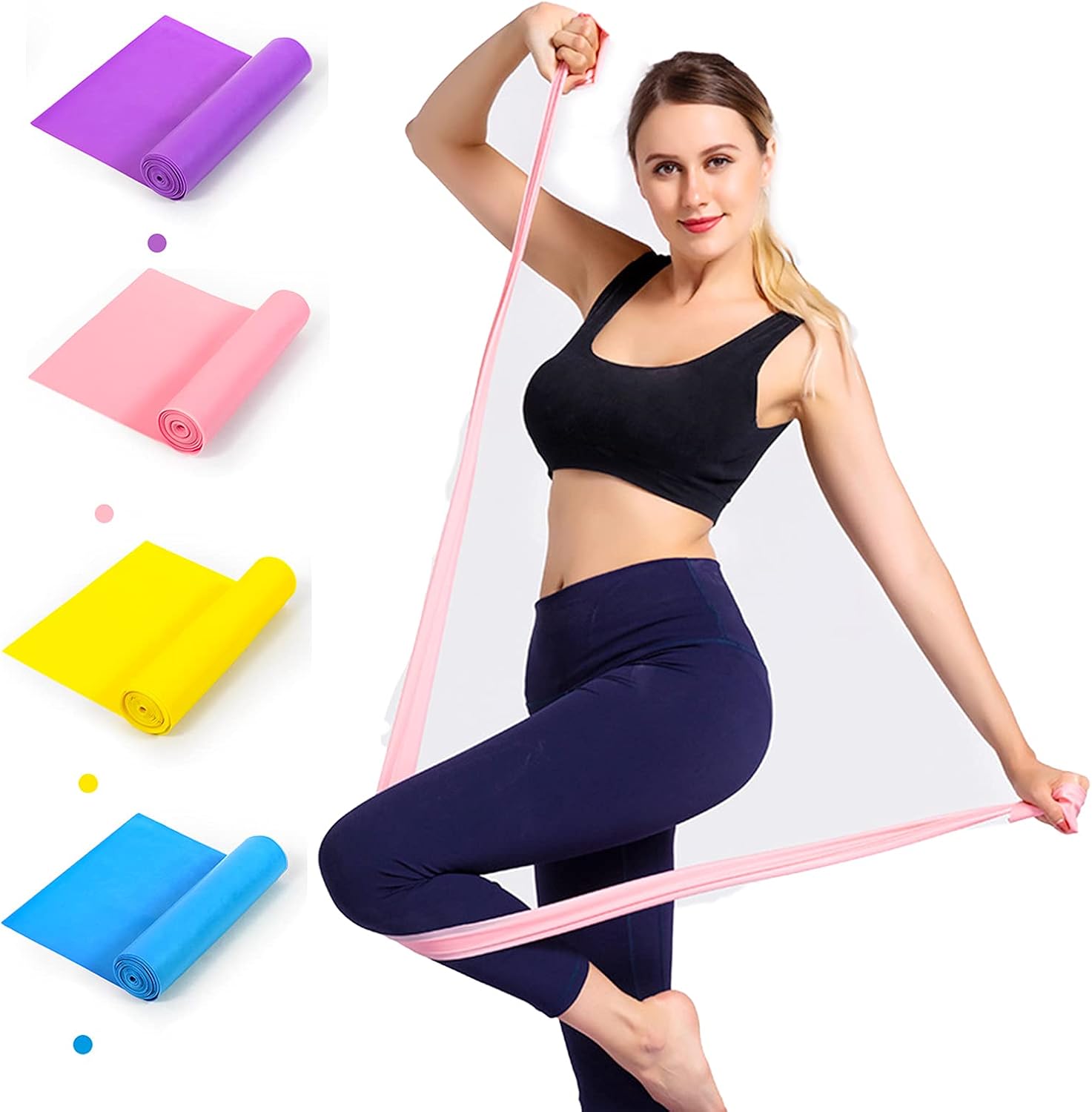Resistance Bands Kits, Exercise for Yoga Fitness Workout Bands,TPE Elastic Band,Workout Pilates/Rehab/Fitness/Strength Training 2/4 Colors