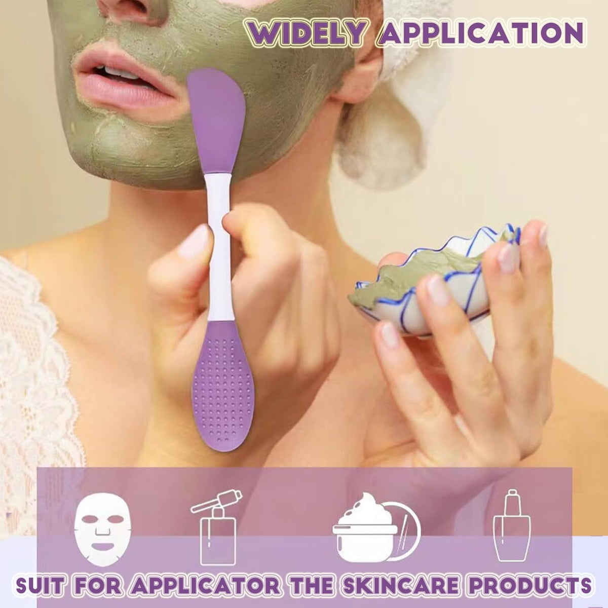 3PCS Double-Ended Silicone Face Mask Brush,Facial Cleansing Brushes,Facial Applicator,3-in-1 Brush Mud/Cream,Soft Makeup Beauty Tools for Apply Cream/Mud