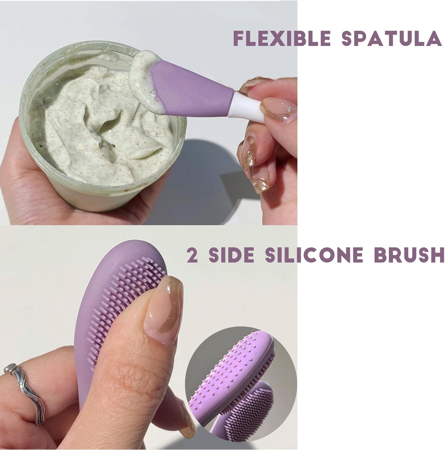 3PCS Double-Ended Silicone Face Mask Brush,Facial Cleansing Brushes,Facial Applicator,3-in-1 Brush Mud/Cream,Soft Makeup Beauty Tools for Apply Cream/Mud