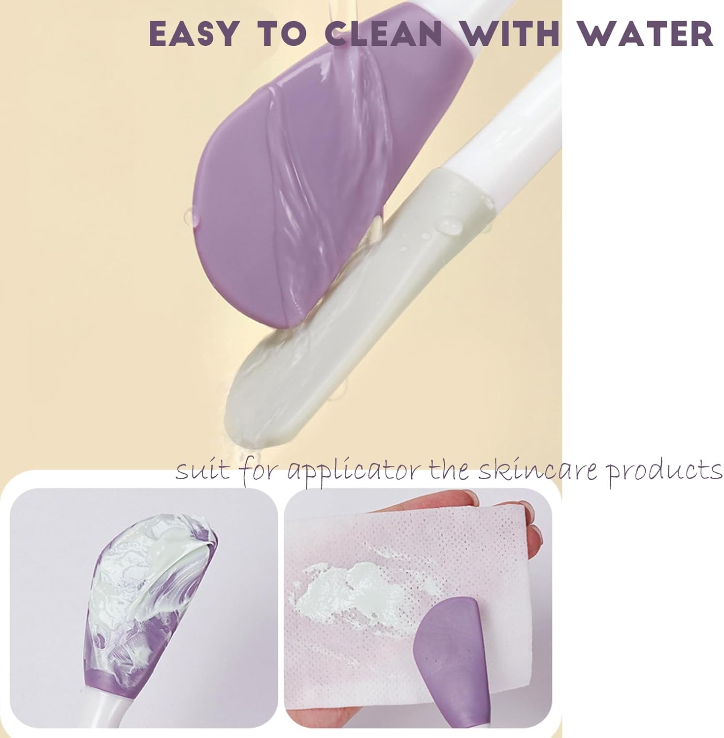 3PCS Double-Ended Silicone Face Mask Brush,Facial Cleansing Brushes,Facial Applicator,3-in-1 Brush Mud/Cream,Soft Makeup Beauty Tools for Apply Cream/Mud
