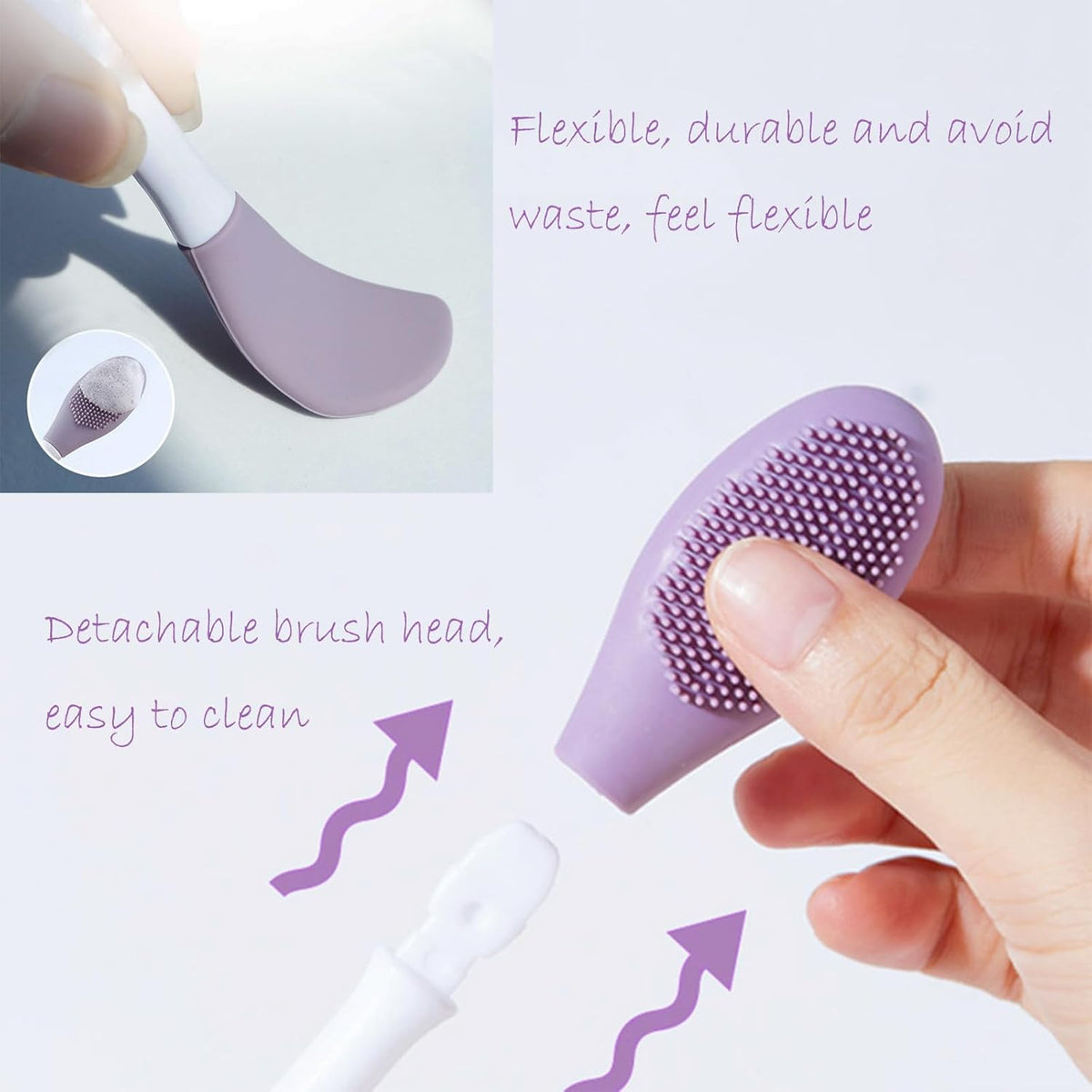 3PCS Double-Ended Silicone Face Mask Brush,Facial Cleansing Brushes,Facial Applicator,3-in-1 Brush Mud/Cream,Soft Makeup Beauty Tools for Apply Cream/Mud