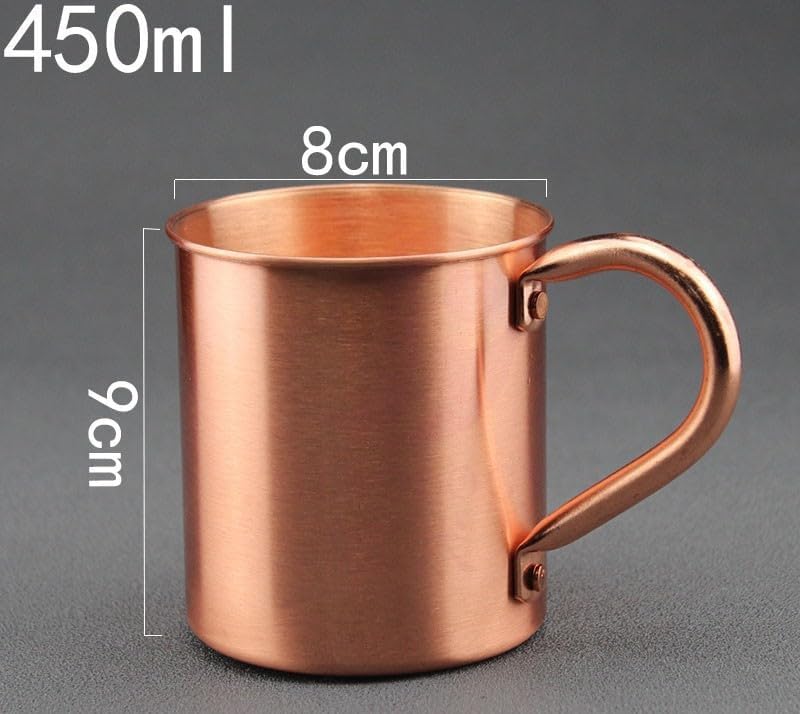 Moscow Mule Mug Pure Copper Without Inside Liner, Sports Straight Cup Handle for Cocktail Coffee Beer Milk Water