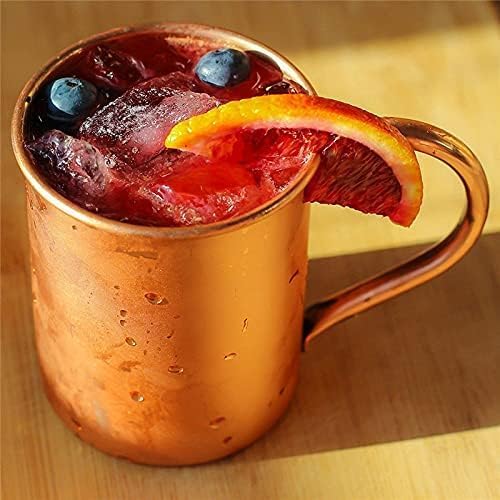 Moscow Mule Mug Pure Copper Without Inside Liner, Sports Straight Cup Handle for Cocktail Coffee Beer Milk Water