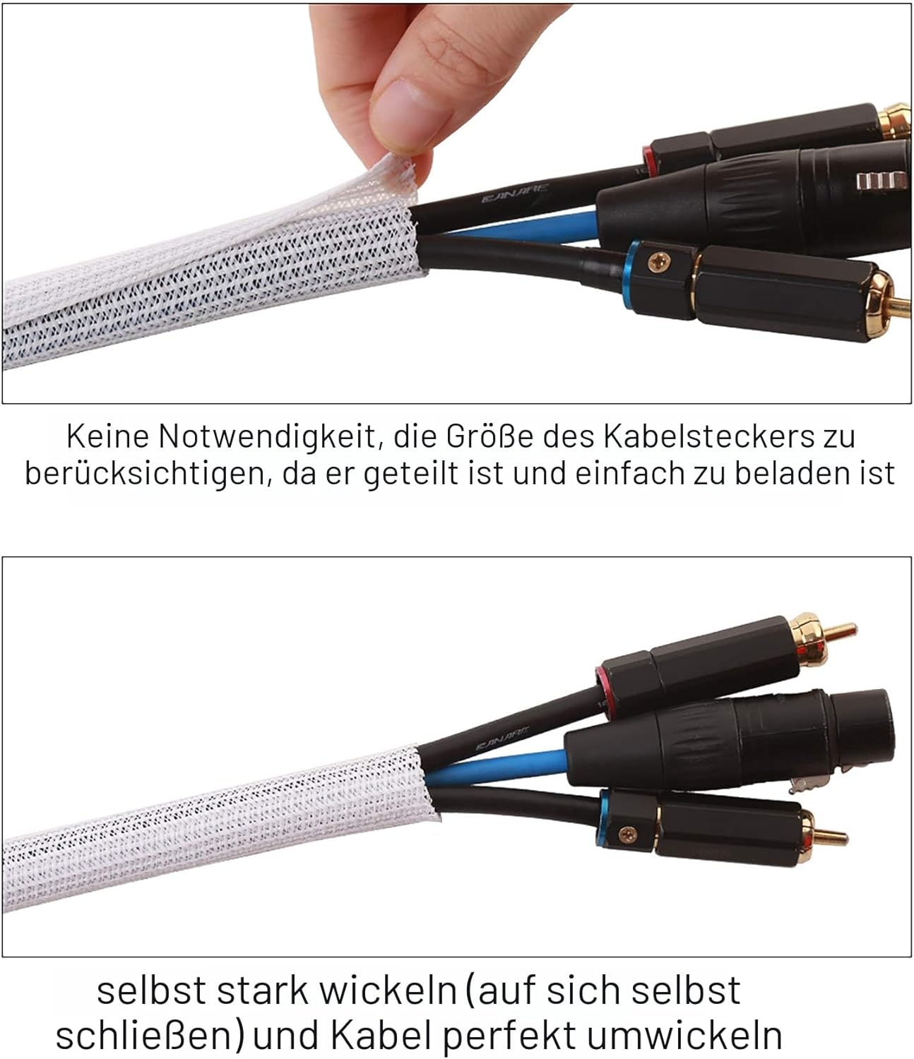 Petluno 13mm-3.1m self-closing cable sleeve woven cable jacket cable protection cuttable White For TV Computer Home Theater Car cables at home and in the office