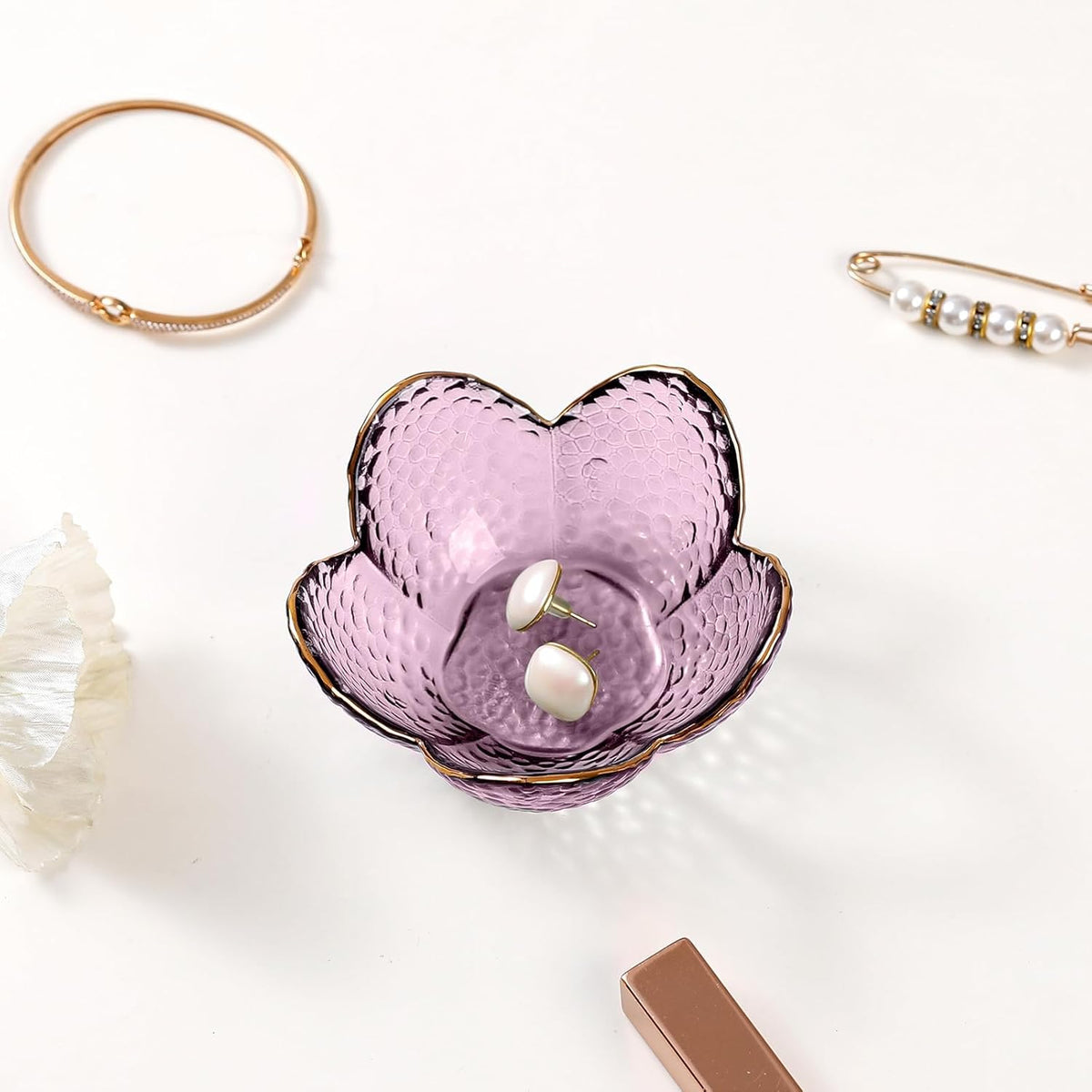 Gifts For Women Trinket Dish Unique Birthday New Home Her Jewellery Tray Cute Room Decor Aesthetic Bedroom Accessories Ring Holders Small Friendship Christmas House Warming Purple-9cm