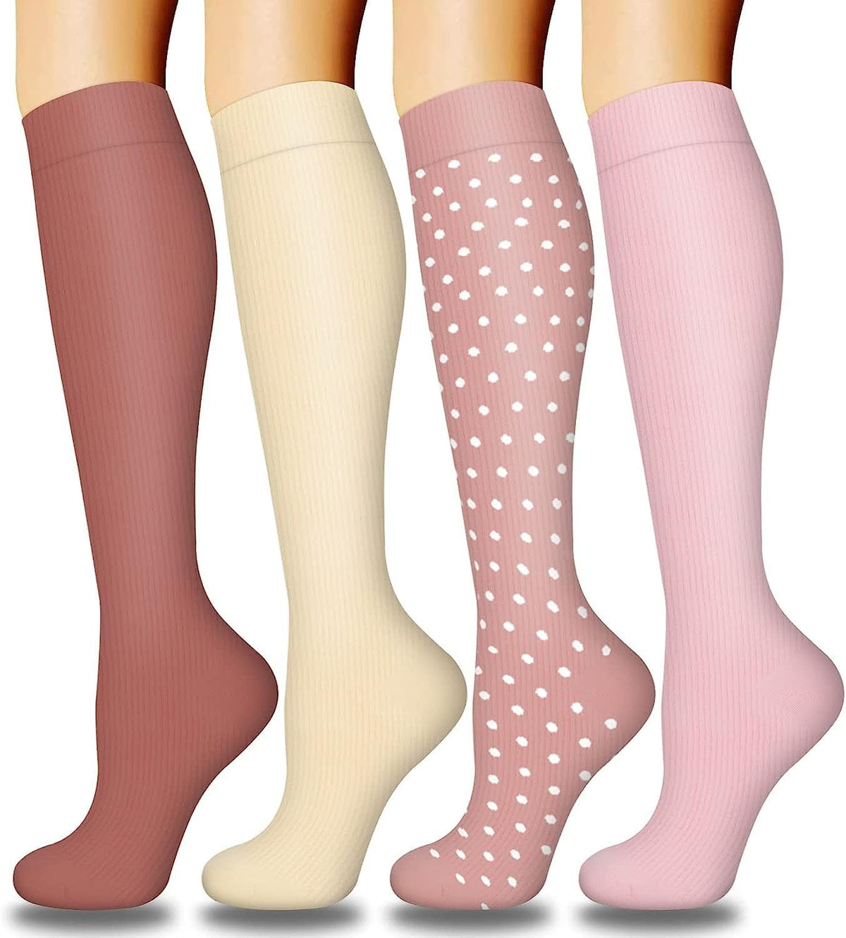 Petluno 4 Pairs Compression Socks For Women &amp; Men - Best Circulation Support for Athletic Running, Cycling, Travel - Set-06 S-M