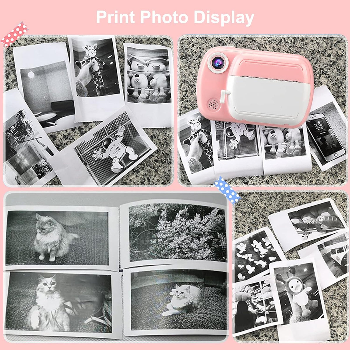 Thermal printing paper refill 5.7*3.0 CM for kids' instant cameras, width 5.7 cm, white, inkless (5 rolls) white
