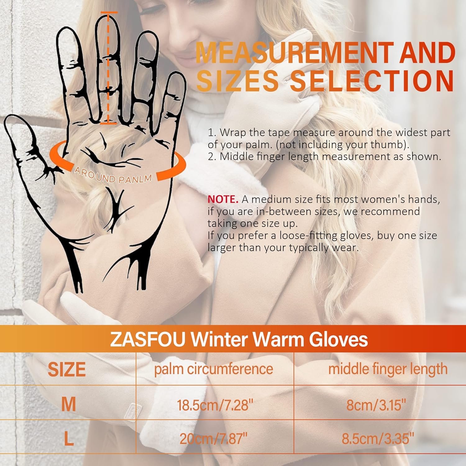 Warm women's winter gloves with thermal fleece text Black M