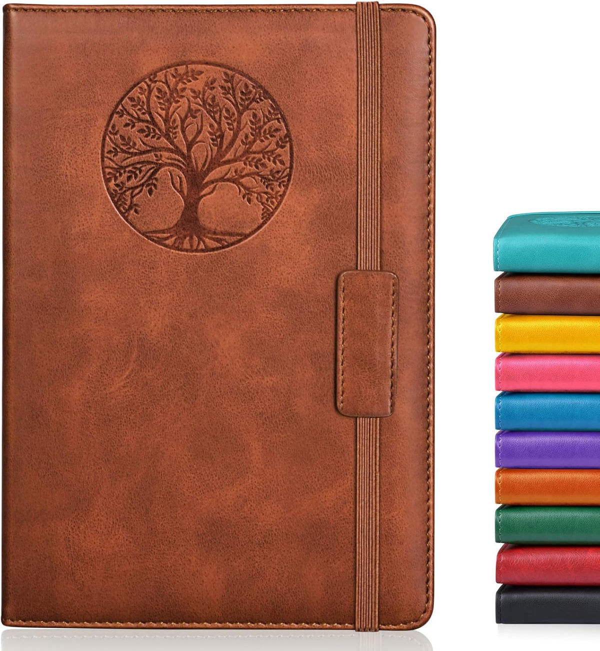 Lined Journal Notebook for Women and Men, 256 Pages A5 Hardcover Leather Journal for Writing, Travel, Business, Work &amp; School, College Ruled Notebook for Note Taking, Diary Notepad 5.7"×8.3" (Brown) Brown A5-sized