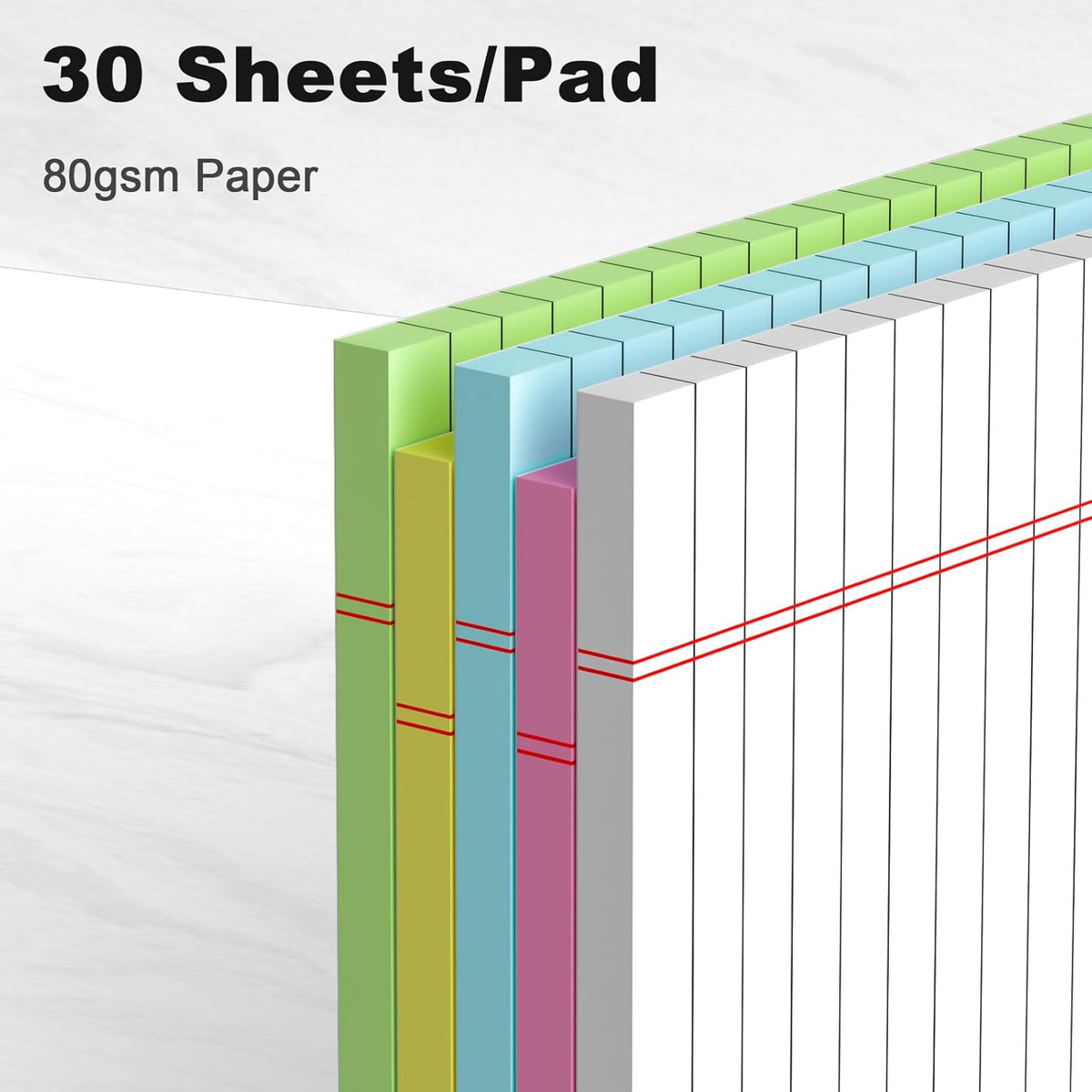 5pcs Small Note Pads 5x8 Notebook College Ruled Legal Color Notepads 5 Pack Study Back Writing x 8 Perforated Narrow of Paper for School & Office Supplies 30 Sheets/Pack Multicolor
