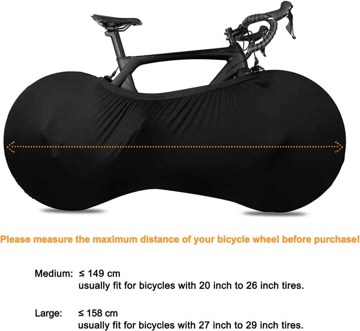 Bike Wheel Cover Indoor Dust-Proof and High Elasticity Bicycle Bag Black Large