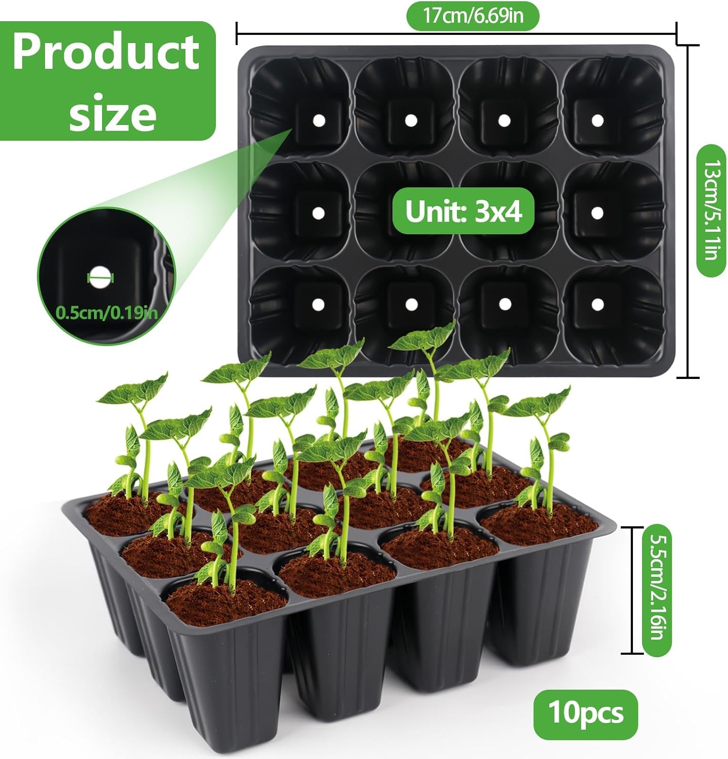 120 cell seedling starter tablets reusable, mini propagator, greenhouse growing kit, plant growing trays for indoor greenhouse plastic germination trays nurseries, growing