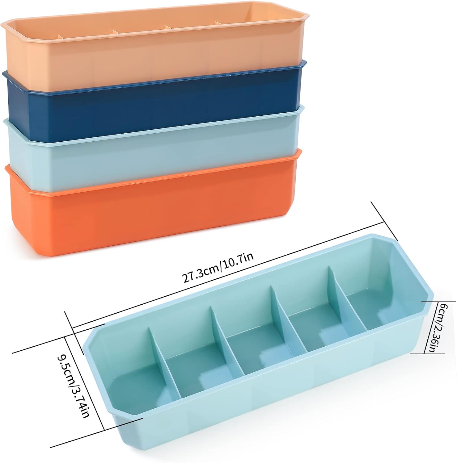 4 pieces of sock and underwear storage boxes, wardrobe organizer, drawer divider for home