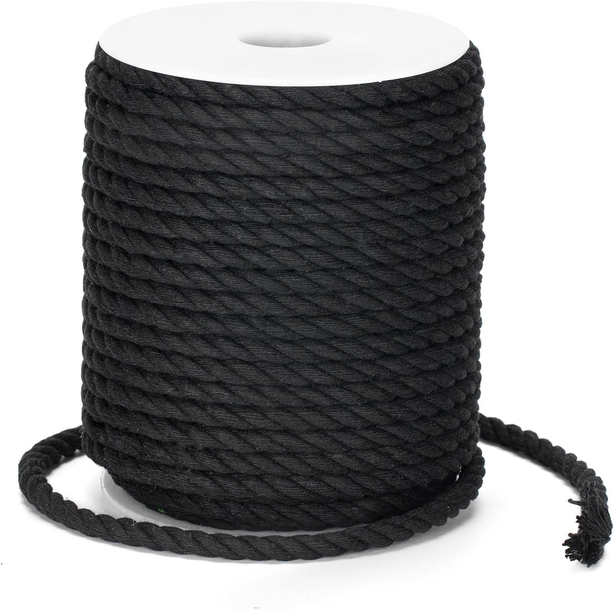 Petluno Macramé Cord 6 mm, 30 m Black Cotton Rope Thick for Crafting, Wall Hangings, Plant Hangers, Knitting, Gardening, Decoration Black 6mm 30m
