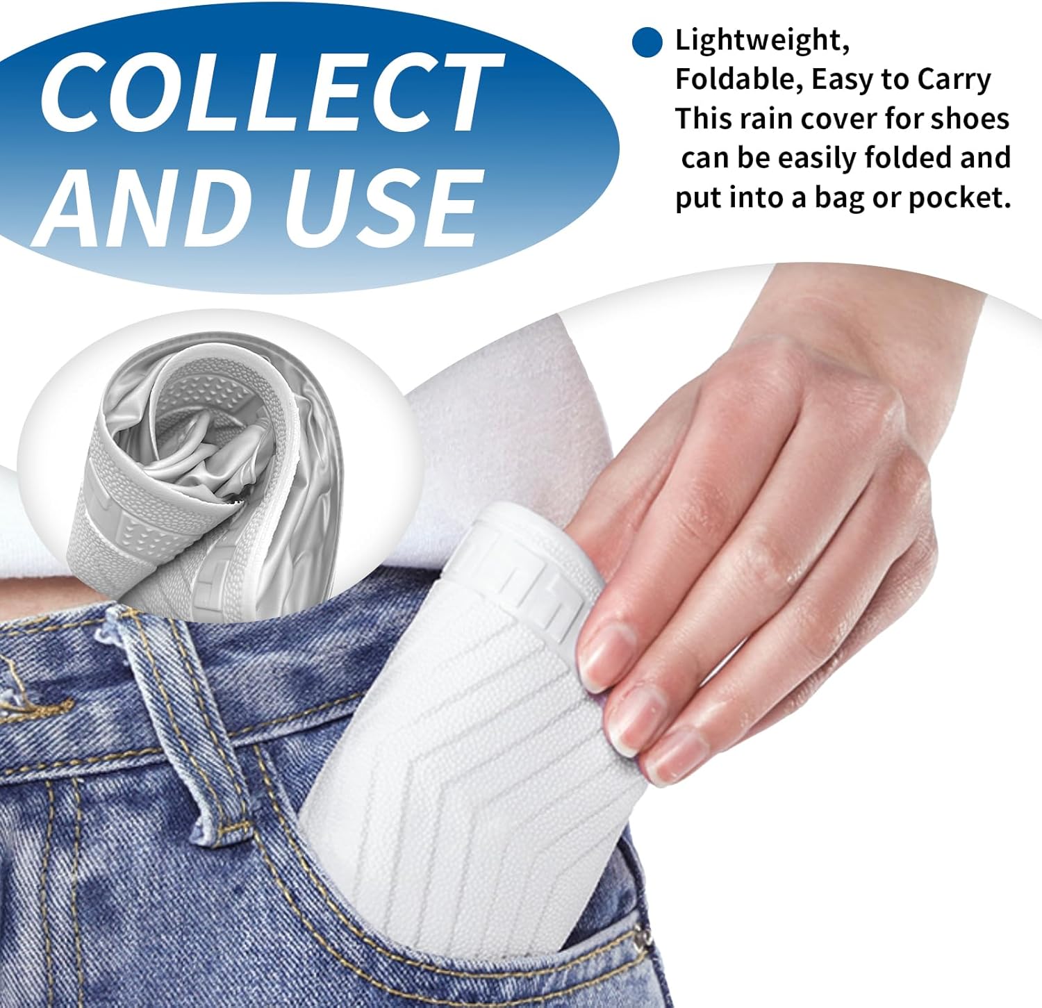 overshoes, waterproof, 4 reusable bike overshoes, anti-slip reinforcement with zip closure, can be worn anywhere, rain protection for shoes when cycling
